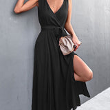 Sleeveless V Neck Long Party Dress