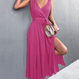 Sleeveless V Neck Long Party Dress