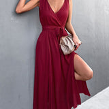 Sleeveless V Neck Long Party Dress