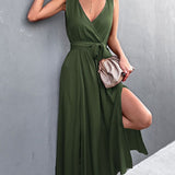 Sleeveless V Neck Long Party Dress