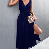 Sleeveless V Neck Long Party Dress