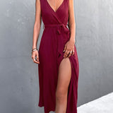 Sleeveless V Neck Long Party Dress