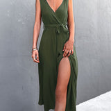 Sleeveless V Neck Long Party Dress
