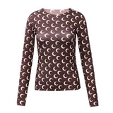 Designer Moon Print T Shirt