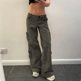 Summer Double-breasted Cargo Multi-pocket Denim Pants
