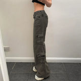 Summer Double-breasted Cargo Multi-pocket Denim Pants