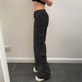 Summer Double-breasted Cargo Multi-pocket Denim Pants