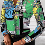 Short Sleeve Casual Office Print Shirts