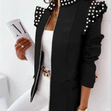 Ruffled Long-sleeved Zipper Printed Blazer