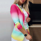 Ruffled Long-sleeved Zipper Printed Blazer