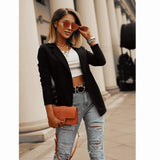 Ruffled Long-sleeved Zipper Printed Blazer