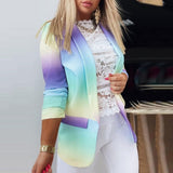 Ruffled Long-sleeved Zipper Printed Blazer