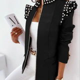 Ruffled Long-sleeved Zipper Printed Blazer