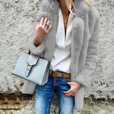 2025 Autumn Winter New Long Sleeve Polo Collar Women Fur Coat