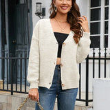 2025 Casual Short Cardigan Fall Single Breasted Knit Stripe Loose Jacket Fashion Sweater