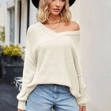 2025 New Autumn And Winter Women's Long Sleeve V-neck Loose Fashionable Knitwear Sexy Sweater