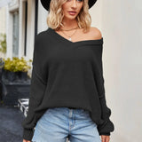 2025 New Autumn And Winter Women's Long Sleeve V-neck Loose Fashionable Knitwear Sexy Sweater