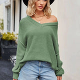 2025 New Autumn And Winter Women's Long Sleeve V-neck Loose Fashionable Knitwear Sexy Sweater