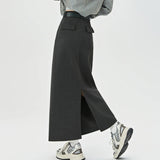 2025 New Autumn Winter Wool Blend Long Womens Fashion High Waist A-line Midi Ladies Elegant Woolen Skirt