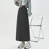 2025 New Autumn Winter Wool Blend Long Womens Fashion High Waist A-line Midi Ladies Elegant Woolen Skirt