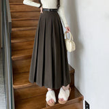 New Autumn Winter Woolen Women Long High Waist A-line Pleated Korean Style Ladeis Wool Midi Skirt