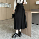 New Autumn Winter Woolen Women Long High Waist A-line Pleated Korean Style Ladeis Wool Midi Skirt