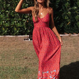Floral Maxi Women Elegant Spaghetti Strap Boho Dress