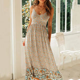 Floral Maxi Women Elegant Spaghetti Strap Boho Dress