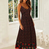Floral Maxi Women Elegant Spaghetti Strap Boho Dress