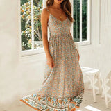 Floral Maxi Women Elegant Spaghetti Strap Boho Dress