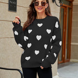 2025 Winter New Love Pullover Round Neck Long Sleeve Knitted Women's Loose Casual Sweater