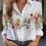 Flower 3D Print High Quality Long Sleeve Fashion Large Size Female Blouse