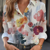 Flower 3D Print High Quality Long Sleeve Fashion Large Size Female Blouse