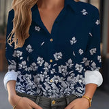 Flower 3D Print High Quality Long Sleeve Fashion Large Size Female Blouse