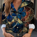 Flower 3D Print High Quality Long Sleeve Fashion Large Size Female Blouse