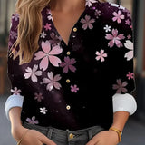 Flower 3D Print High Quality Long Sleeve Fashion Large Size Female Blouse