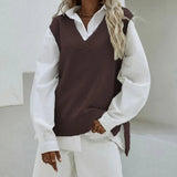 2025 Autumn And Winter New Sleeveless Waistcoat Knitted Women's Slim Fit V-neck Coat Sweater