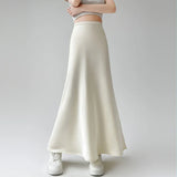 2025 New Spring Summer Acetate Satin Long Womens Elegant High Waist Wrap Hip Mermaid Ladies Fashion Maxi Skirt