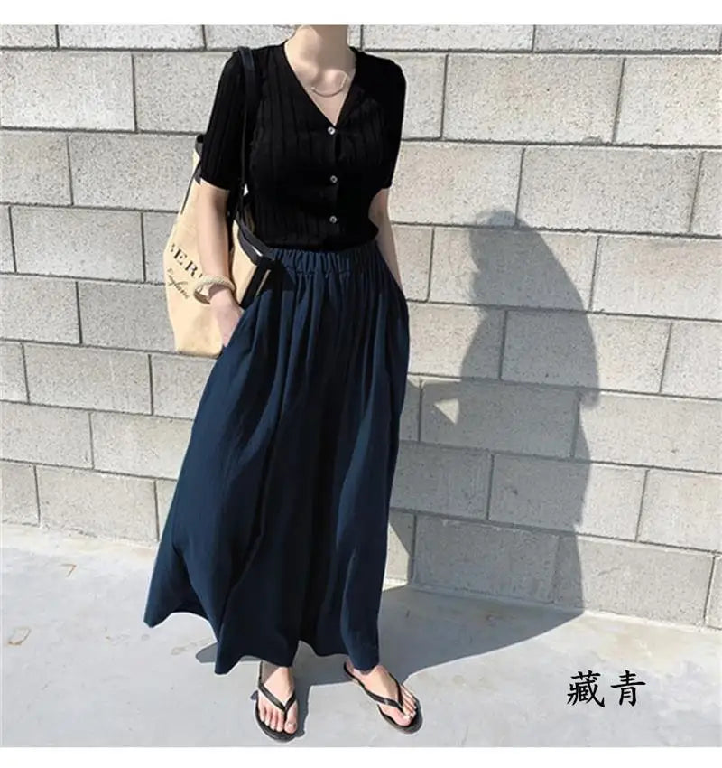 Long Skirts Women Denim Skirt Frayed Streetwear High Waisted Jeans Maxi Mujer Spring Summer Skirt