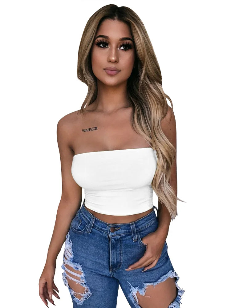 2025 New Strapless Sexy Club Boob Tube Crop Top