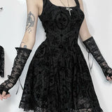 2025 Summer New Harajuku Retro Sexy Wrapped Hip Mini Dress Y2K Vintage Gothic Punk Dark Style Tie Up A-Line Dress