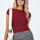 Summer Backless Moisture Absorption and Perspiration Comfortable Breathable Short Sleeve Nylon Slim Women's Top T-shirt