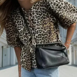 2025 Summer Vintage Red New Korean Retro Bubble Sleeve Female Shirt Blouse