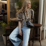 2025 Summer Vintage Red New Korean Retro Bubble Sleeve Female Shirt Blouse