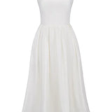 2025 Women's Pink and Pretty White Vacation Spaghetti Strap Beach A Line Party Casual Midi Dress