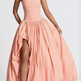 Yellow Strapless Tie Asymmetrical Babydoll Party Dress