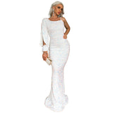 Christmas Small Trailing Evening Dress Solid Color Fishtail Dress Female