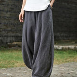 Women's linen balloon pants casual wide leg pants with pockets summer loose fit