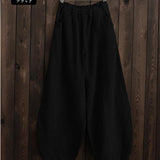 Women's linen balloon pants casual wide leg pants with pockets summer loose fit