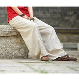 Women's linen balloon pants casual wide leg pants with pockets summer loose fit